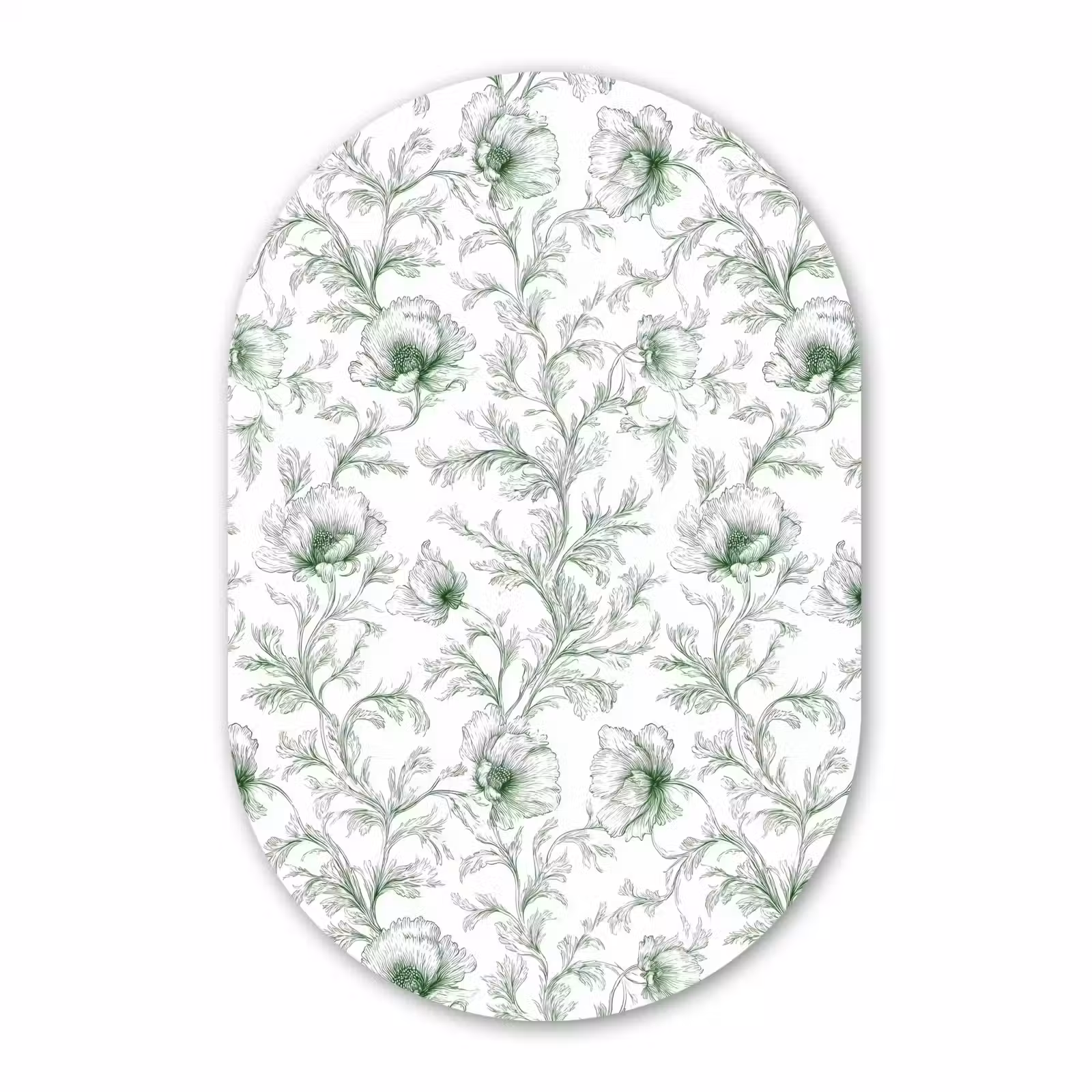 Muurovaal aluminium - Bloemen - Getekend - Groen — 1