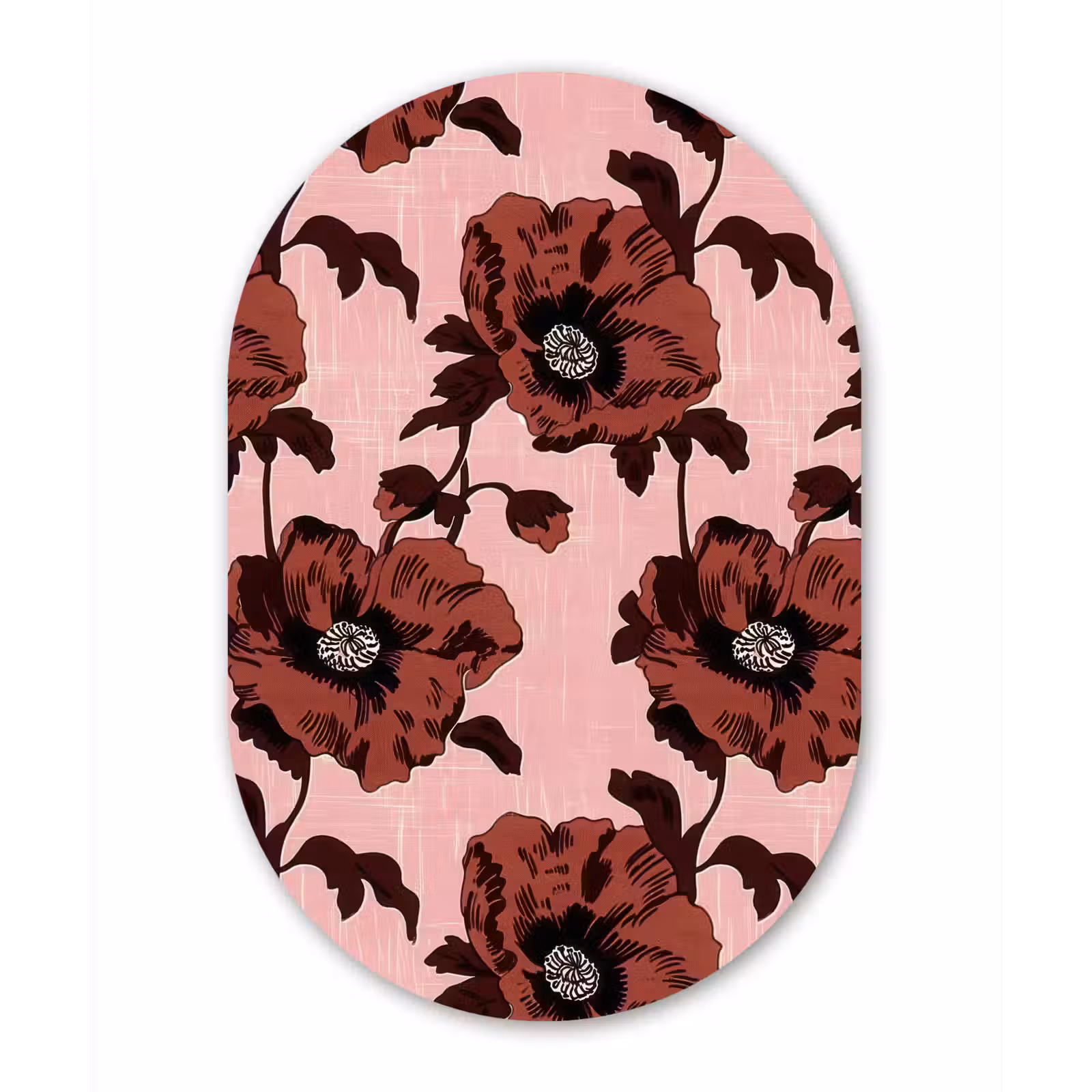 Muurovaal aluminium - Bloemen - Retro - Rood — 1