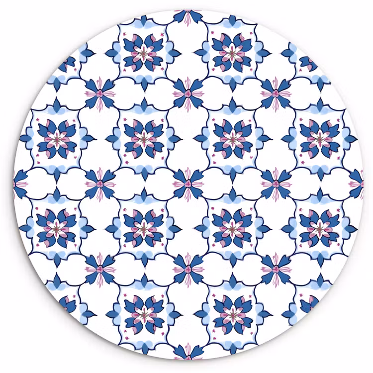 Muurcirkel - Modern - Patroon - Blauw - Roze — 1