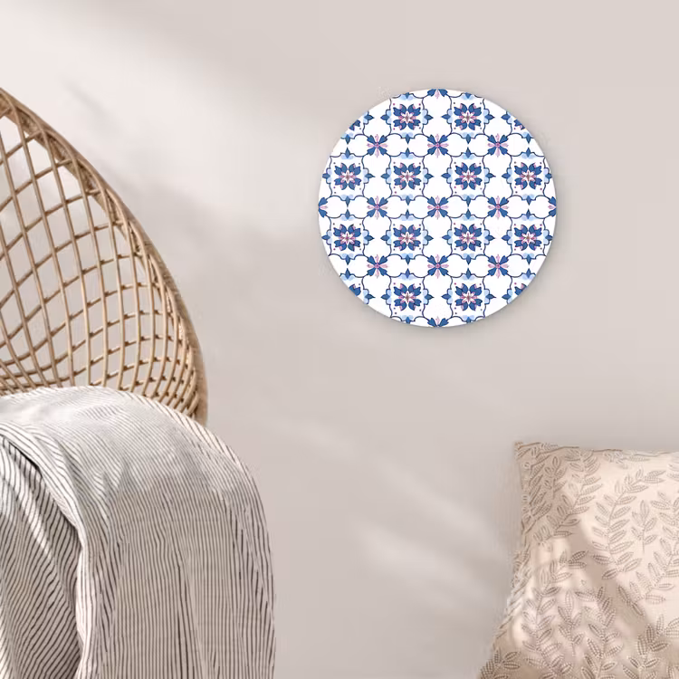 Muurcirkel - Modern - Patroon - Blauw - Roze — 5