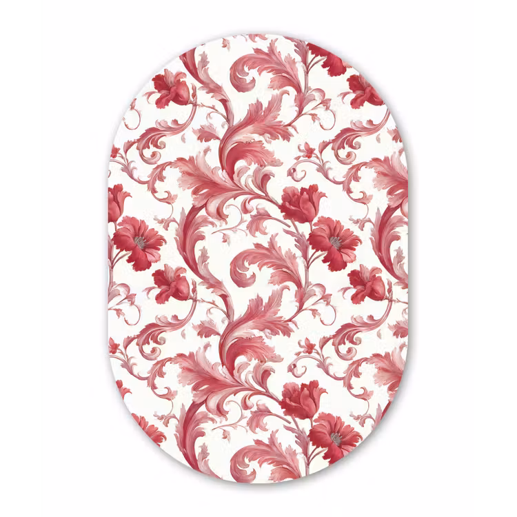 Muurovaal aluminium - Barok - Patroon - Rood — 1