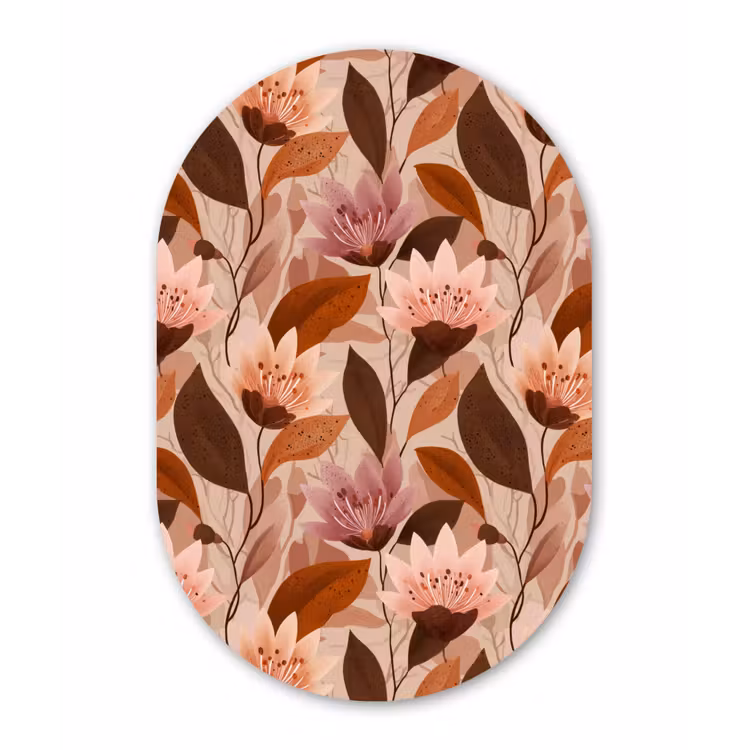 Muurovaal aluminium - Bloemen - Bladeren - Bruin — 1
