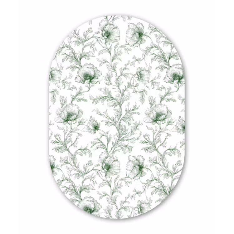 Muurovaal aluminium - Bloemen - Getekend - Groen — 1
