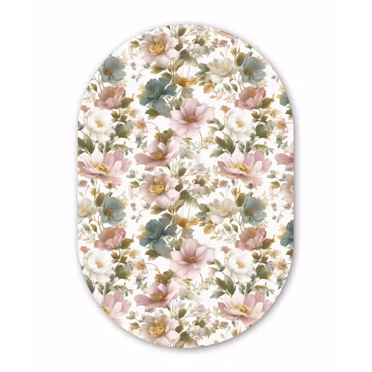 Muurovaal aluminium - Bloemen - Patroon - Pastel — 1