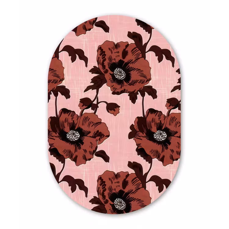 Muurovaal aluminium - Bloemen - Retro - Rood — 1