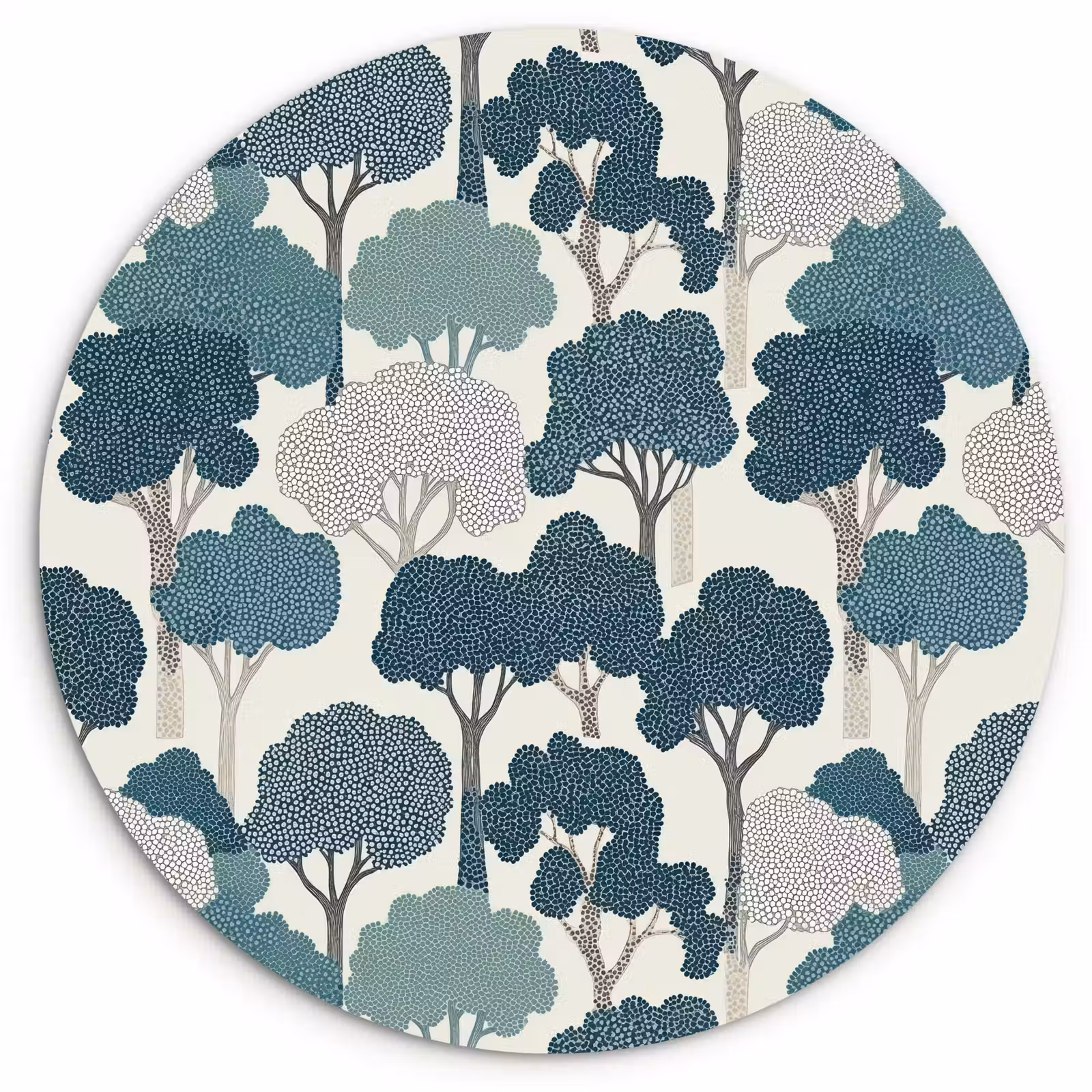 Muurcirkel - Modern - Bomen - Bos - Patroon - Blauw — 1