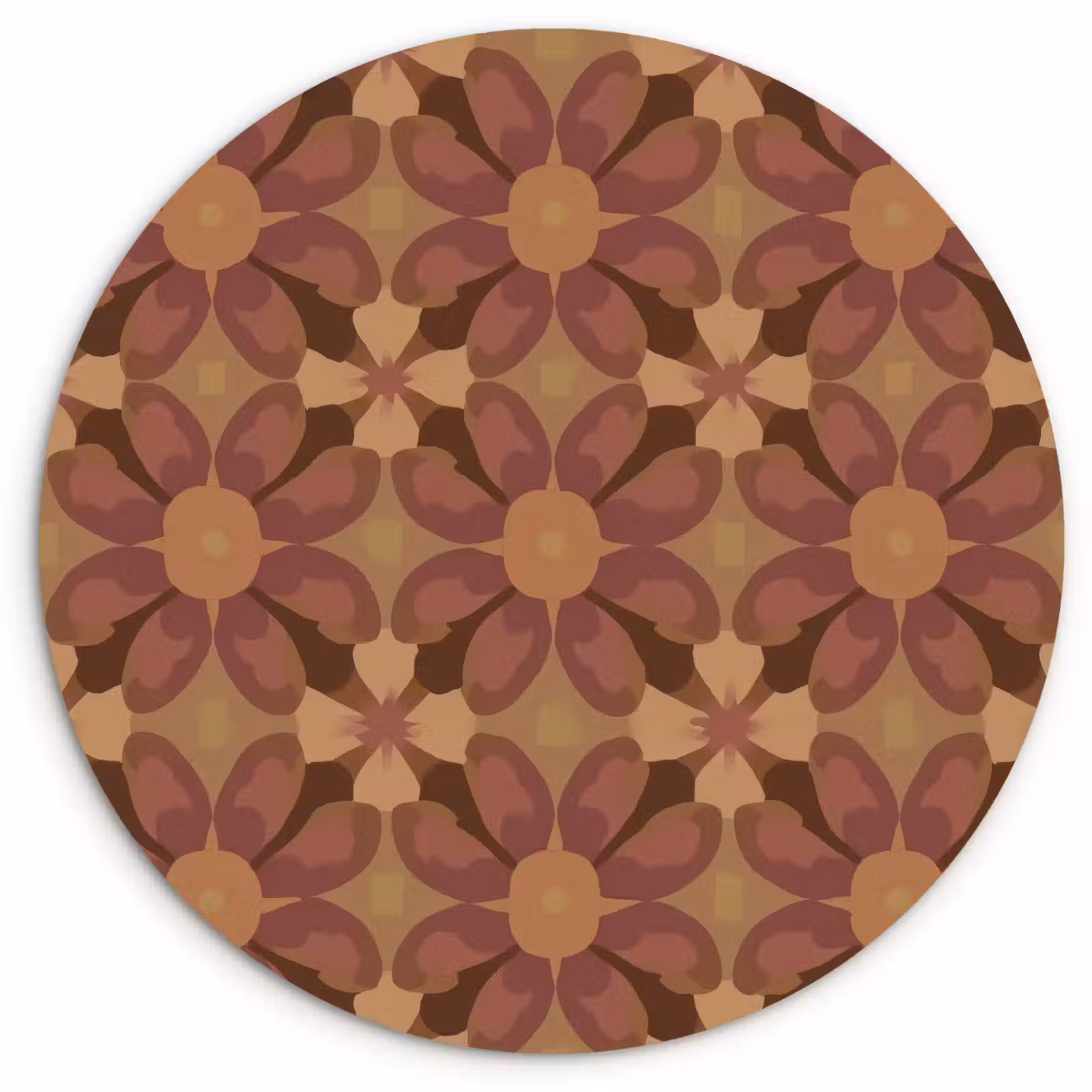 Muurcirkel - Retro - Bloemen - Bruin — 1