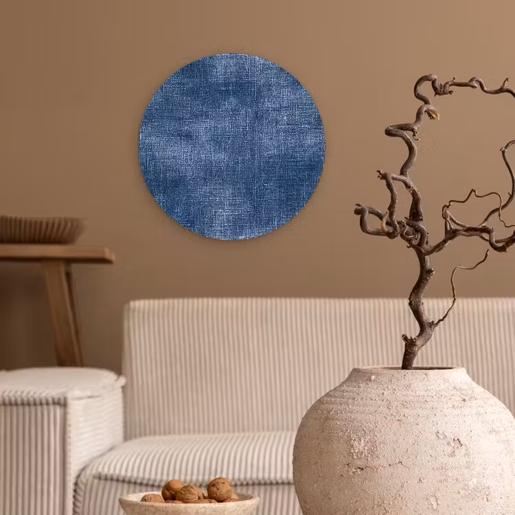 Muurcirkel - Linnen - Textuur - Patroon - Denim - Rustiek — 2