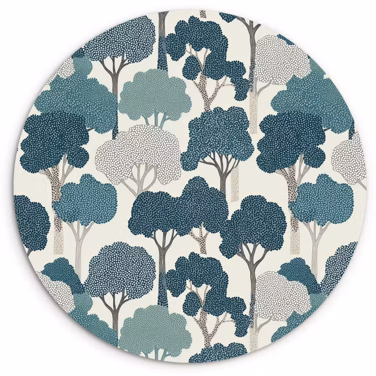 Muurcirkel - Modern - Bomen - Bos - Patroon - Blauw — 1