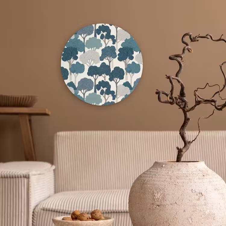 Muurcirkel - Modern - Bomen - Bos - Patroon - Blauw — 2