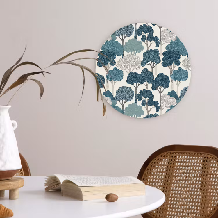 Muurcirkel - Modern - Bomen - Bos - Patroon - Blauw — 4