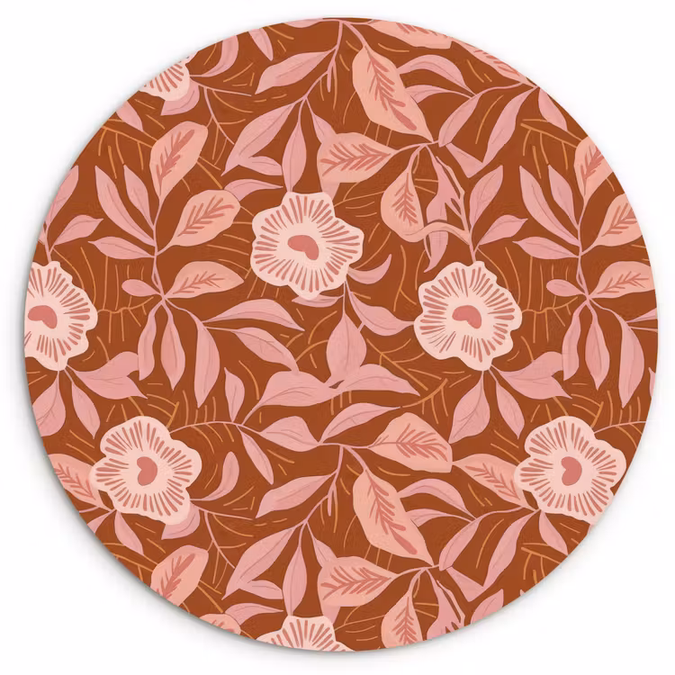 Muurcirkel - Patroon - Bladeren - Terracotta — 1