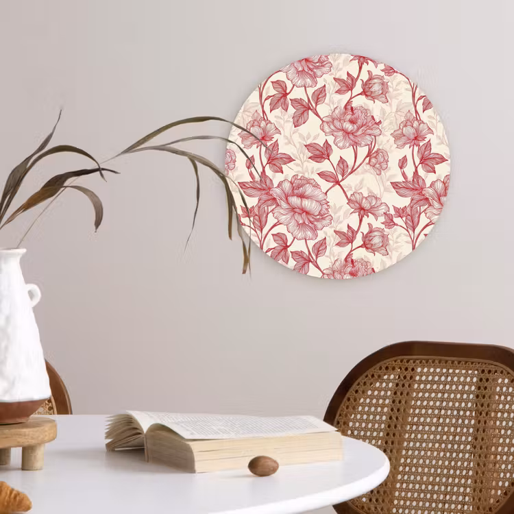 Muurcirkel - Pioenrozen - Modern - Rood — 4
