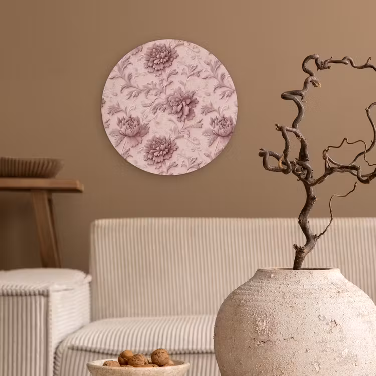Muurcirkel - Reliëf - Pioenrozen - Roze — 2