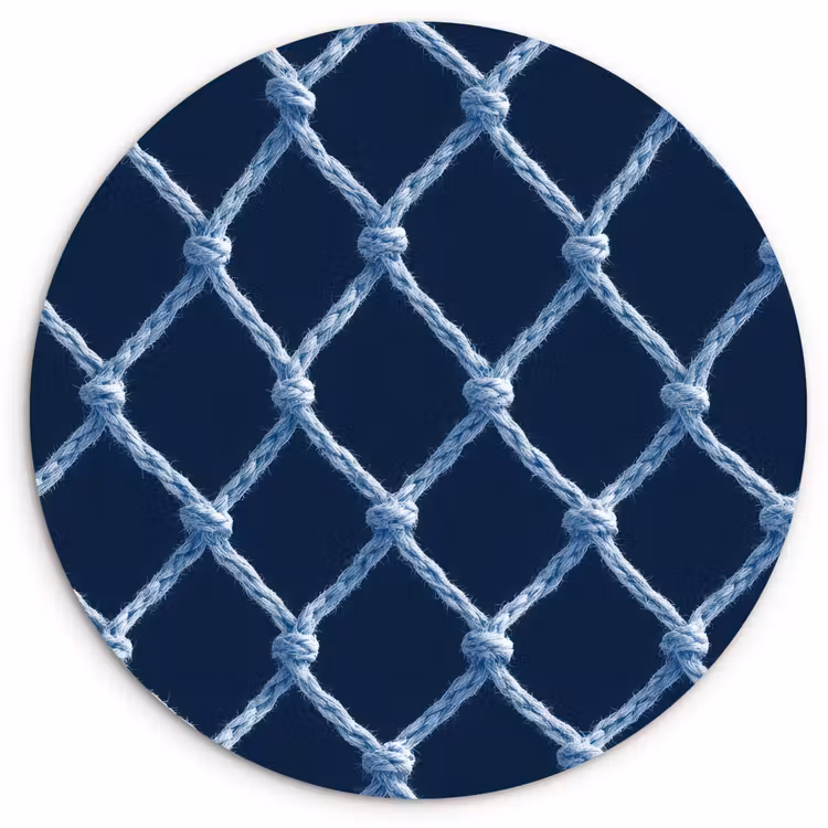 Muurcirkel - Visnet - Touw - Patroon - Marineblauw — 1