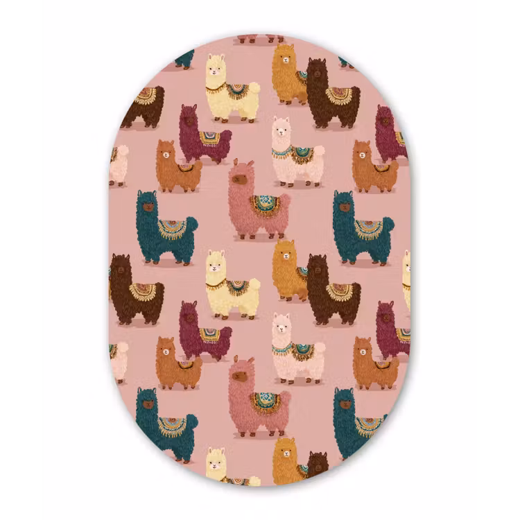 Muurovaal aluminium - Alpaca's - Patroon - Kleurrijk — 1