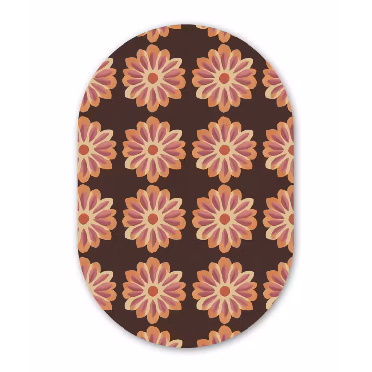 Muurovaal aluminium - Bloemen - Patroon - Bruin — 1