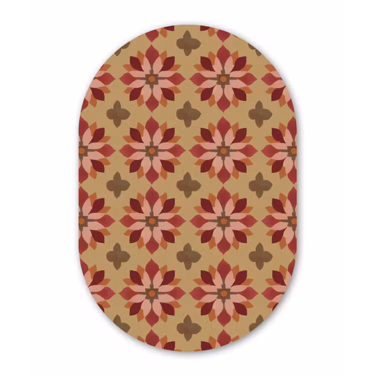 Muurovaal aluminium - Bloemen - Retro - Groen — 1
