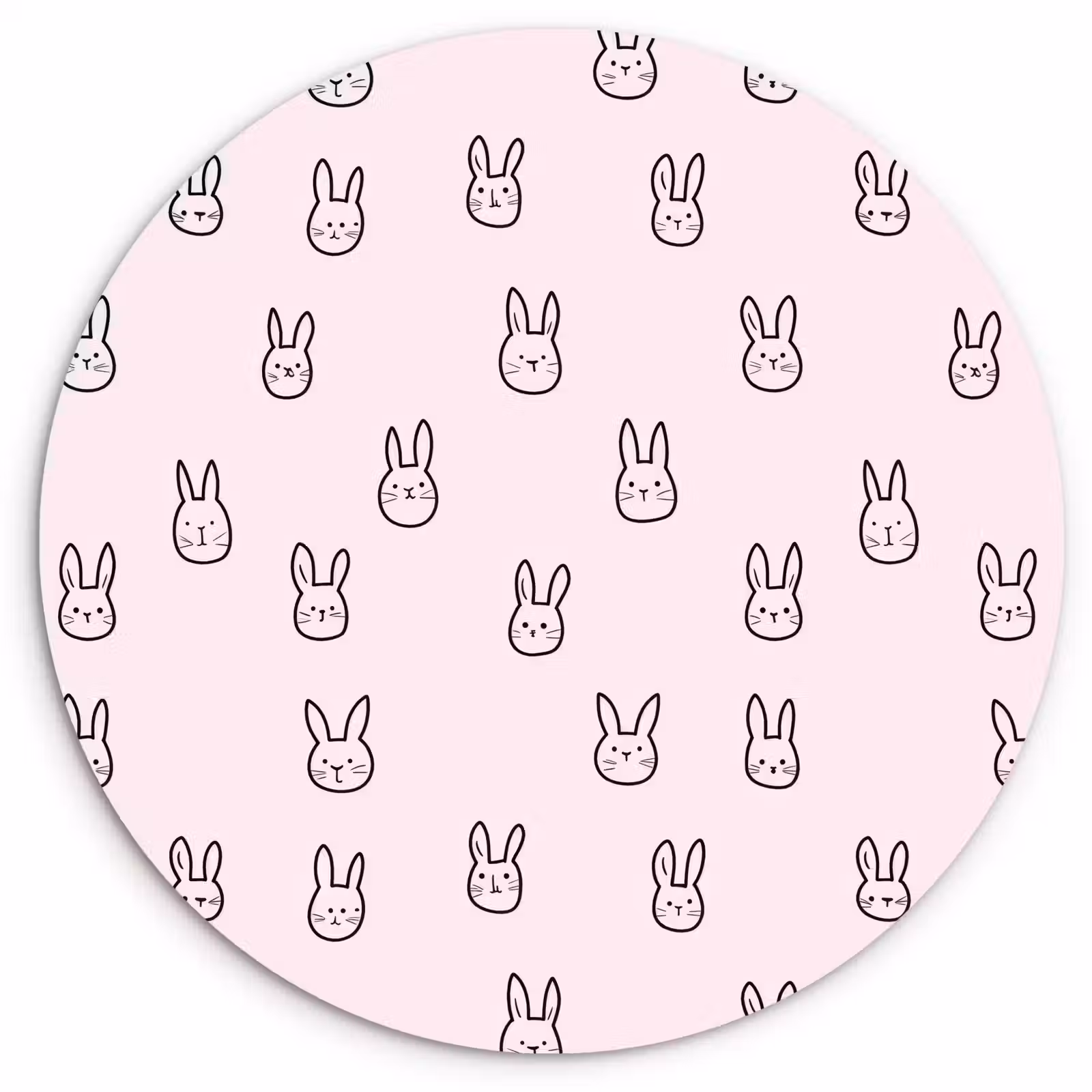 Muurcirkel - Konijnen - Minimalistisch - Roze — 1