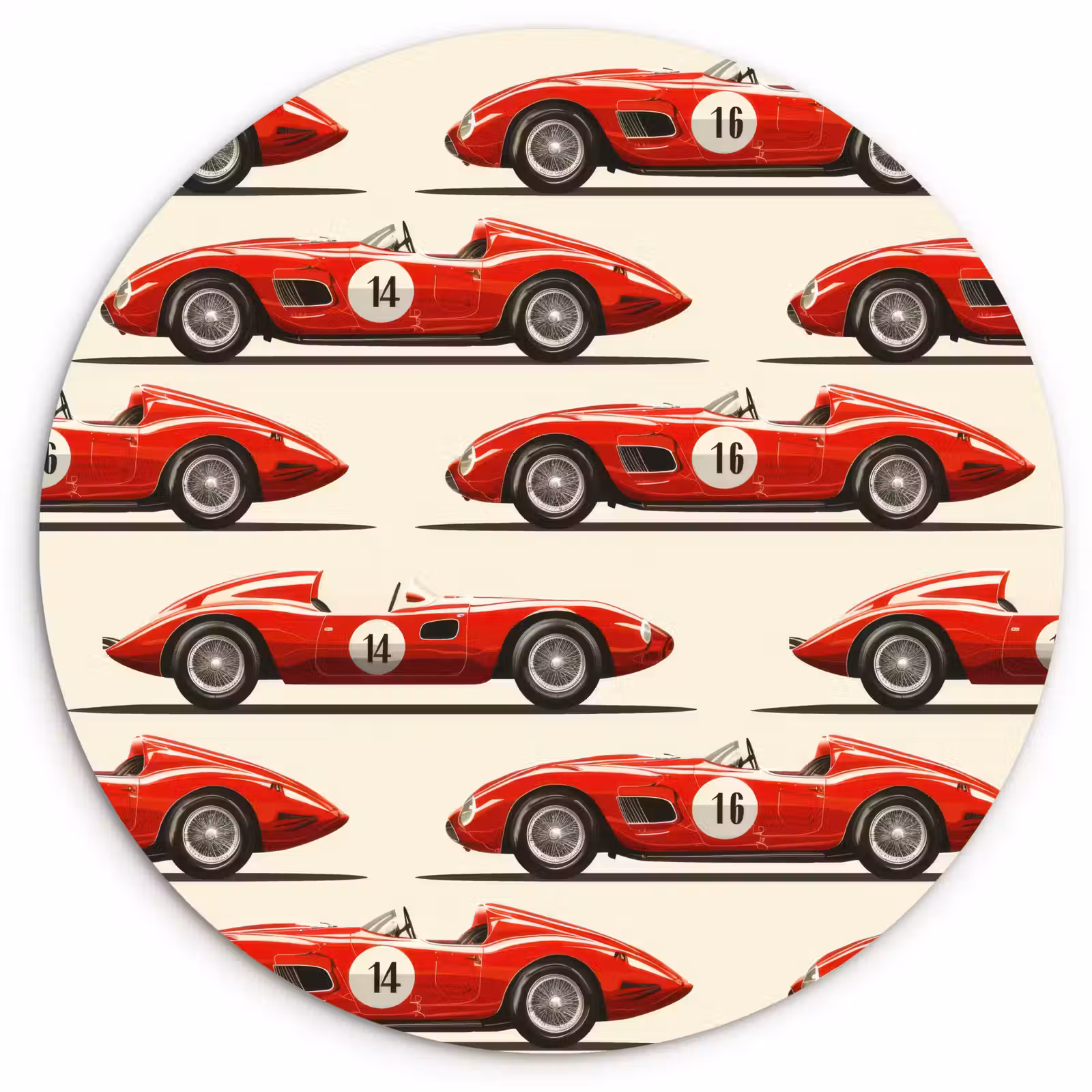 Muurcirkel - Raceauto - Retro - Rood — 1