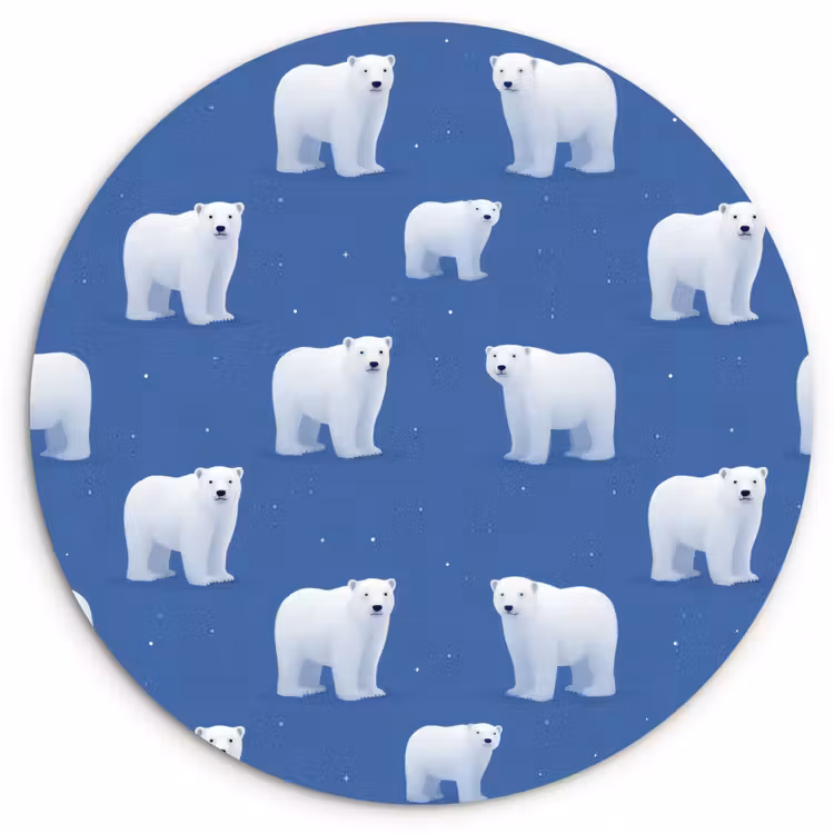 Muurcirkel - IJsbeer - Patroon - Blauw — 1