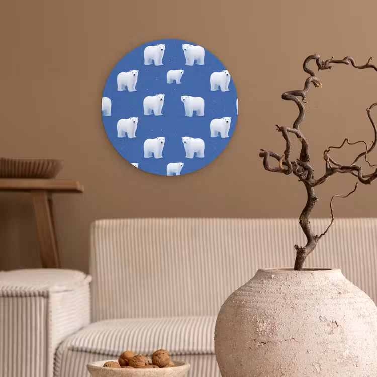 Muurcirkel - IJsbeer - Patroon - Blauw — 2