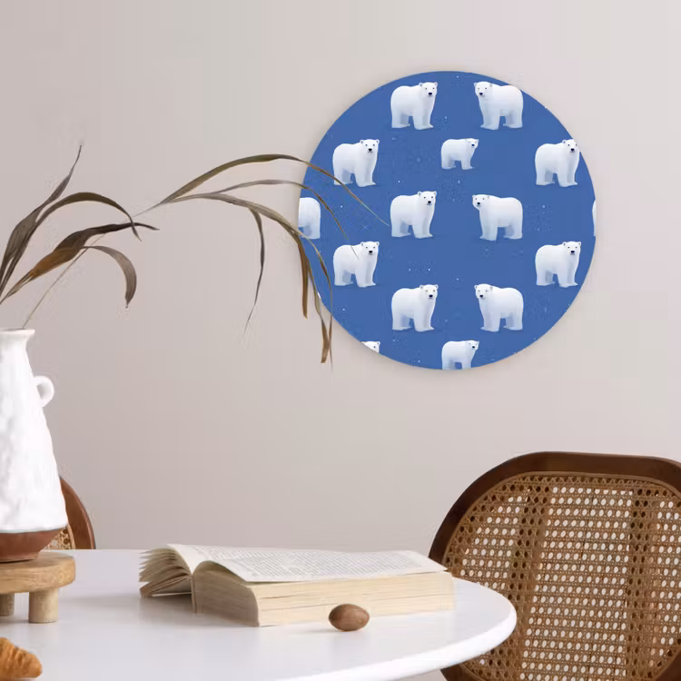 Muurcirkel - IJsbeer - Patroon - Blauw — 4