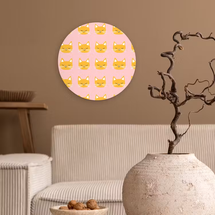 Muurcirkel - Katten - Patroon - Roze — 2