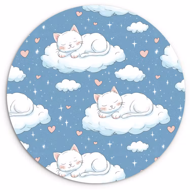 Muurcirkel - Kitten - Wolken - Blauw — 1