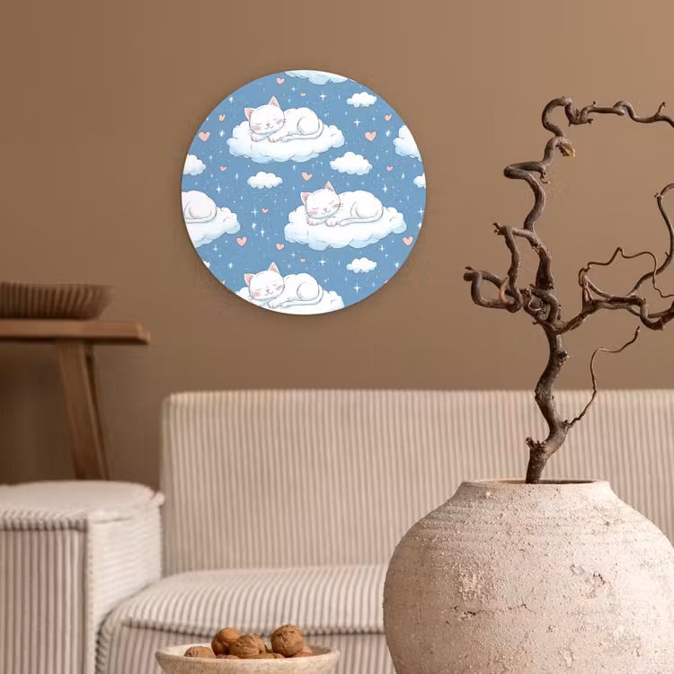 Muurcirkel - Kitten - Wolken - Blauw — 2