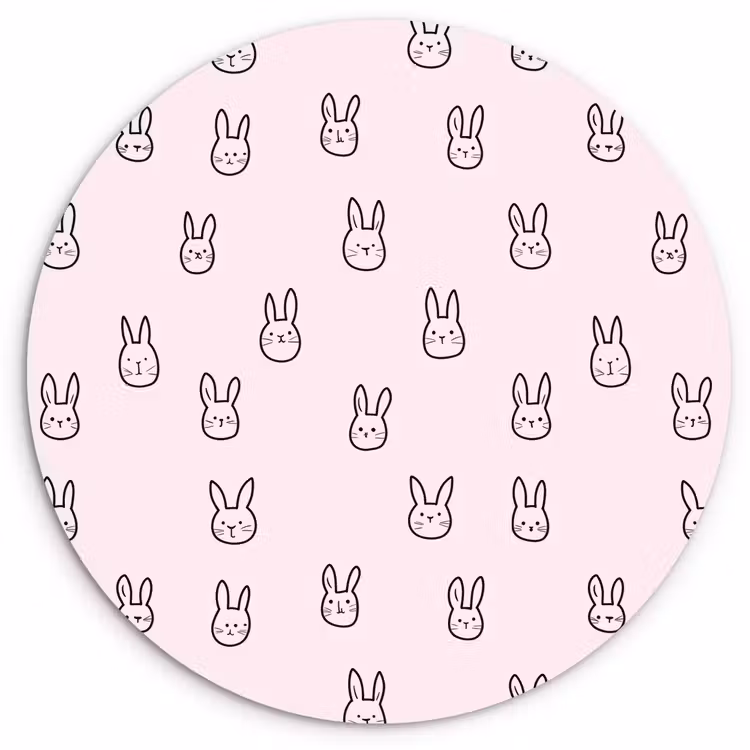 Muurcirkel - Konijnen - Minimalistisch - Roze — 1
