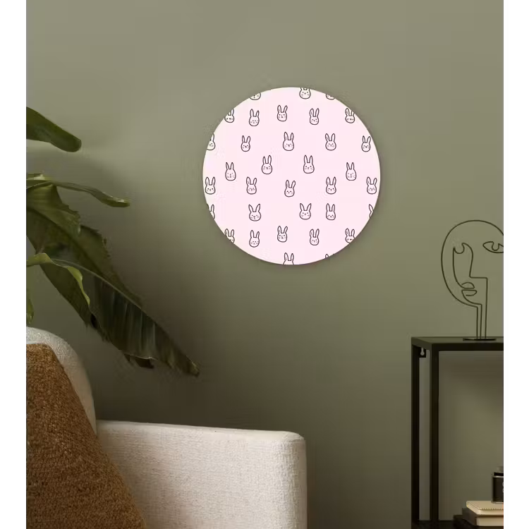 Muurcirkel - Konijnen - Minimalistisch - Roze — 3