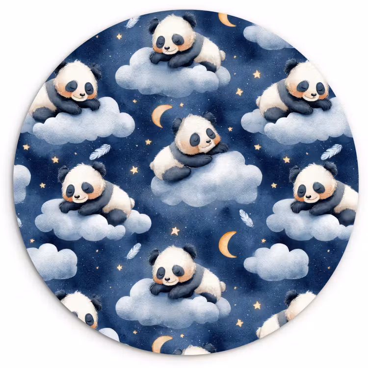 Muurcirkel - Panda's - Slapen - Blauw — 1