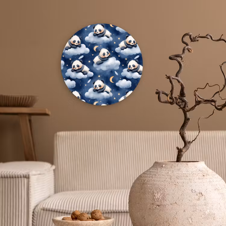 Muurcirkel - Panda's - Slapen - Blauw — 2