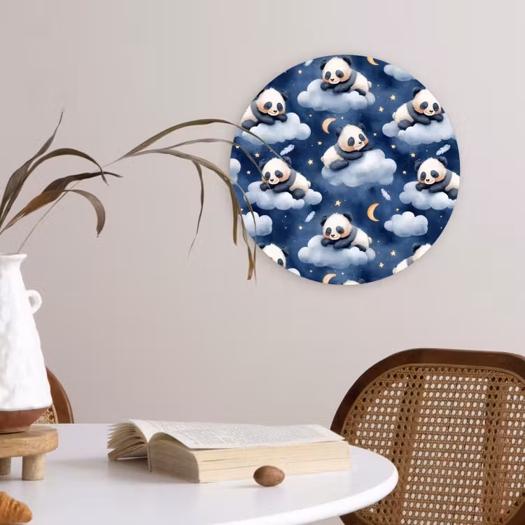 Muurcirkel - Panda's - Slapen - Blauw — 4