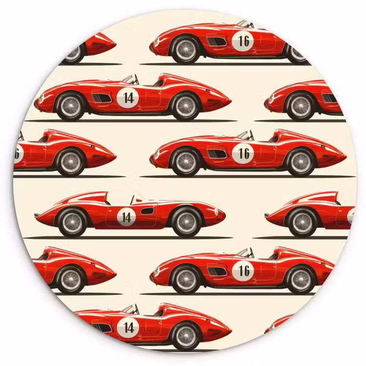 Muurcirkel - Raceauto - Retro - Rood — 1