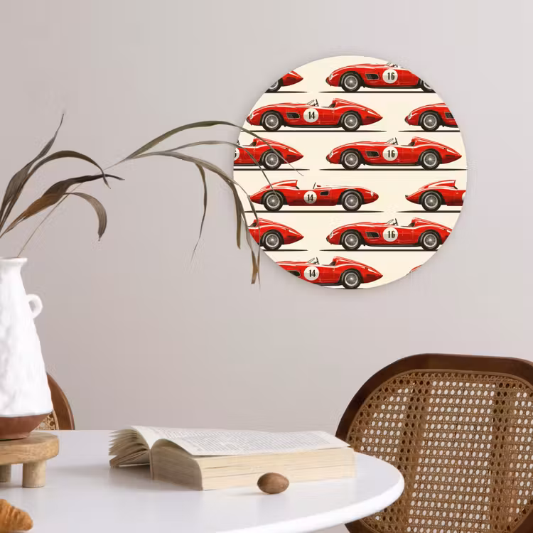 Muurcirkel - Raceauto - Retro - Rood — 4