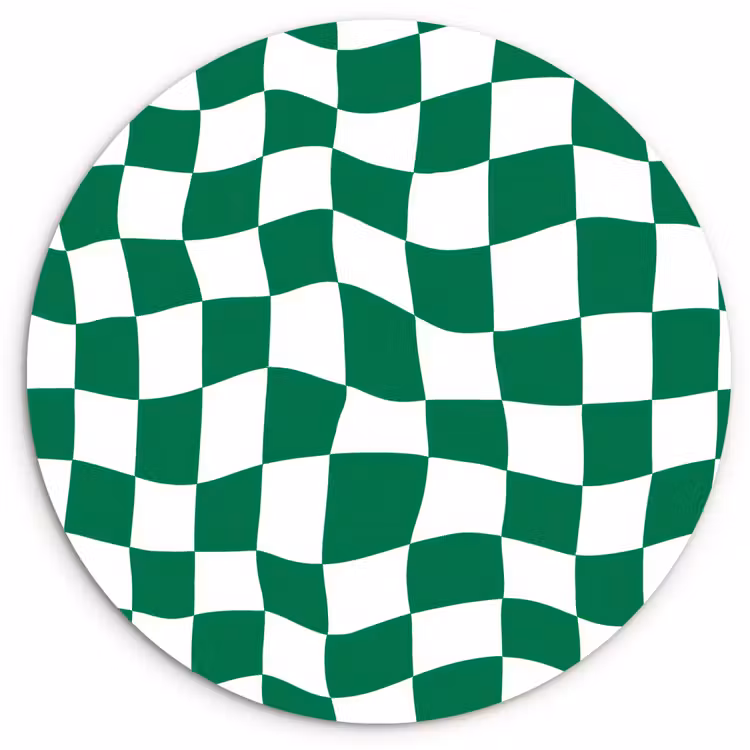 Muurcirkel - Schaakbord - Golvend - Groen — 1