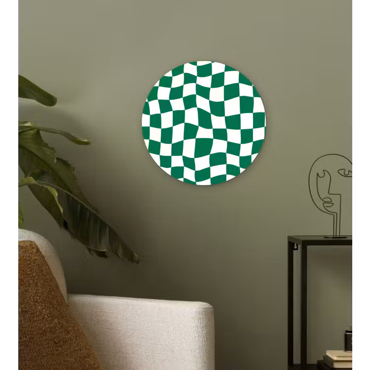 Muurcirkel - Schaakbord - Golvend - Groen — 3