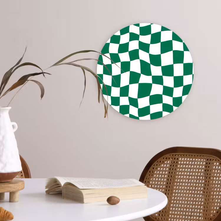 Muurcirkel - Schaakbord - Golvend - Groen — 4