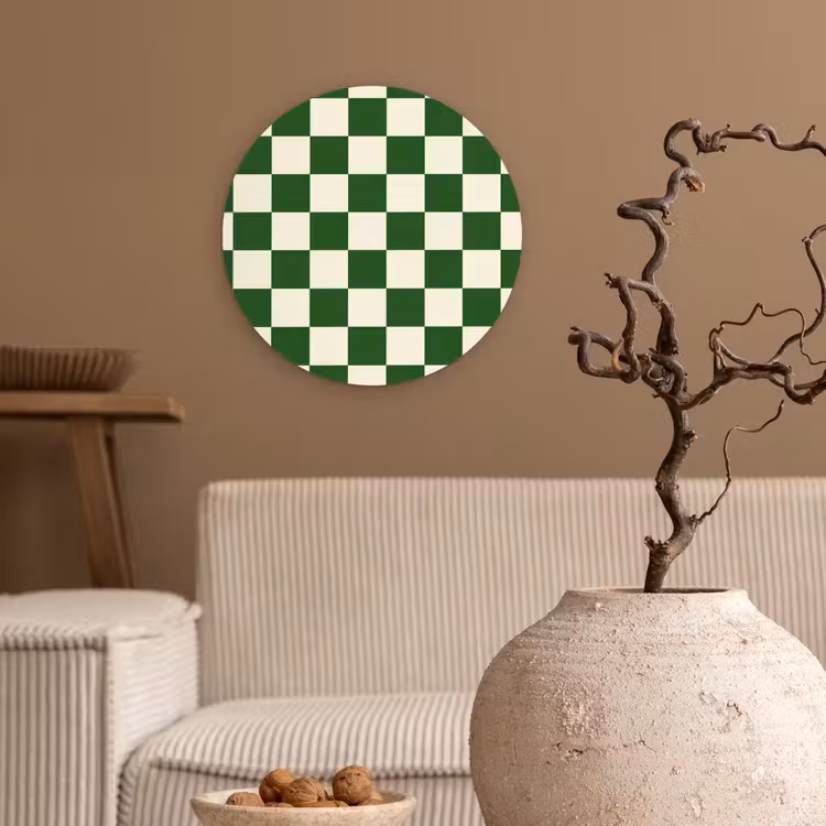 Muurcirkel - Schaakbord - Patroon - Groen — 2
