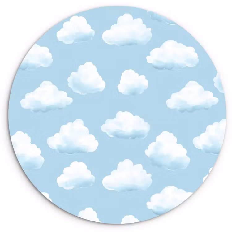 Muurcirkel - Wolken - Illustratie - Blauw — 1