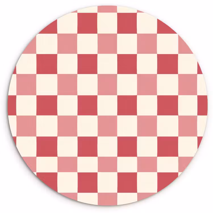 Muurcirkel - Patroon - Schaak - Roze — 1
