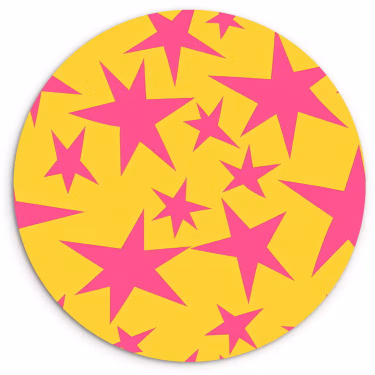 Muurcirkel - Sterren - Patroon - Roze - Geel — 1