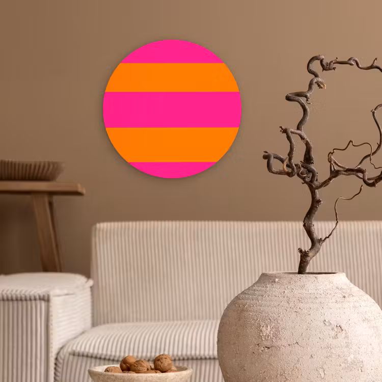 Muurcirkel - Strepen - Horizontaal - Roze — 2