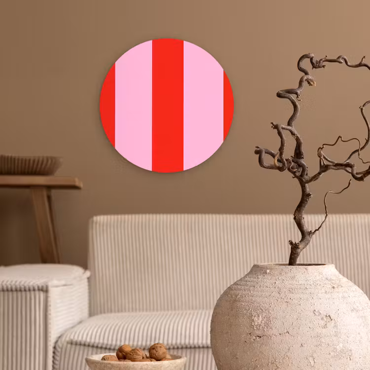 Muurcirkel - Strepen - Klassiek - Roze — 2