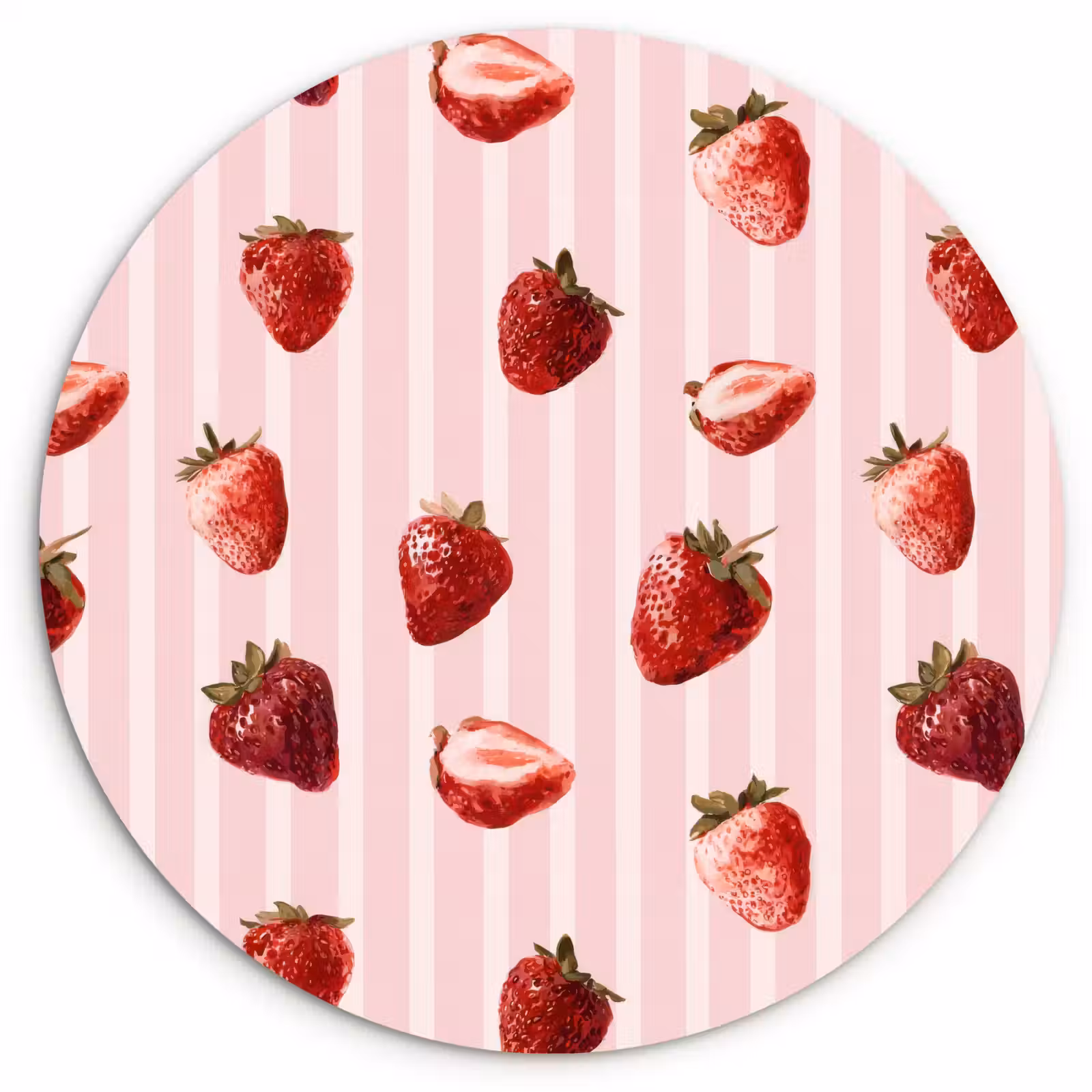Muurcirkel - Strepen - Aardbei - Roze — 1