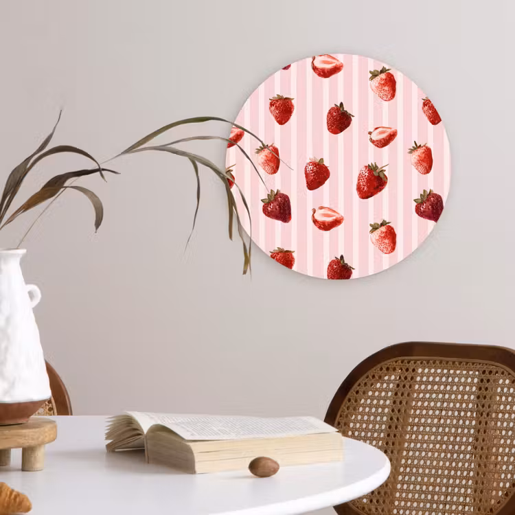 Muurcirkel - Strepen - Aardbei - Roze — 4