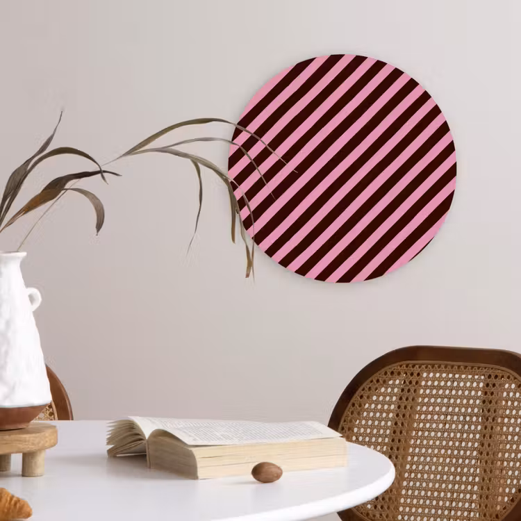 Muurcirkel - Strepen - Roze - Bruin — 4