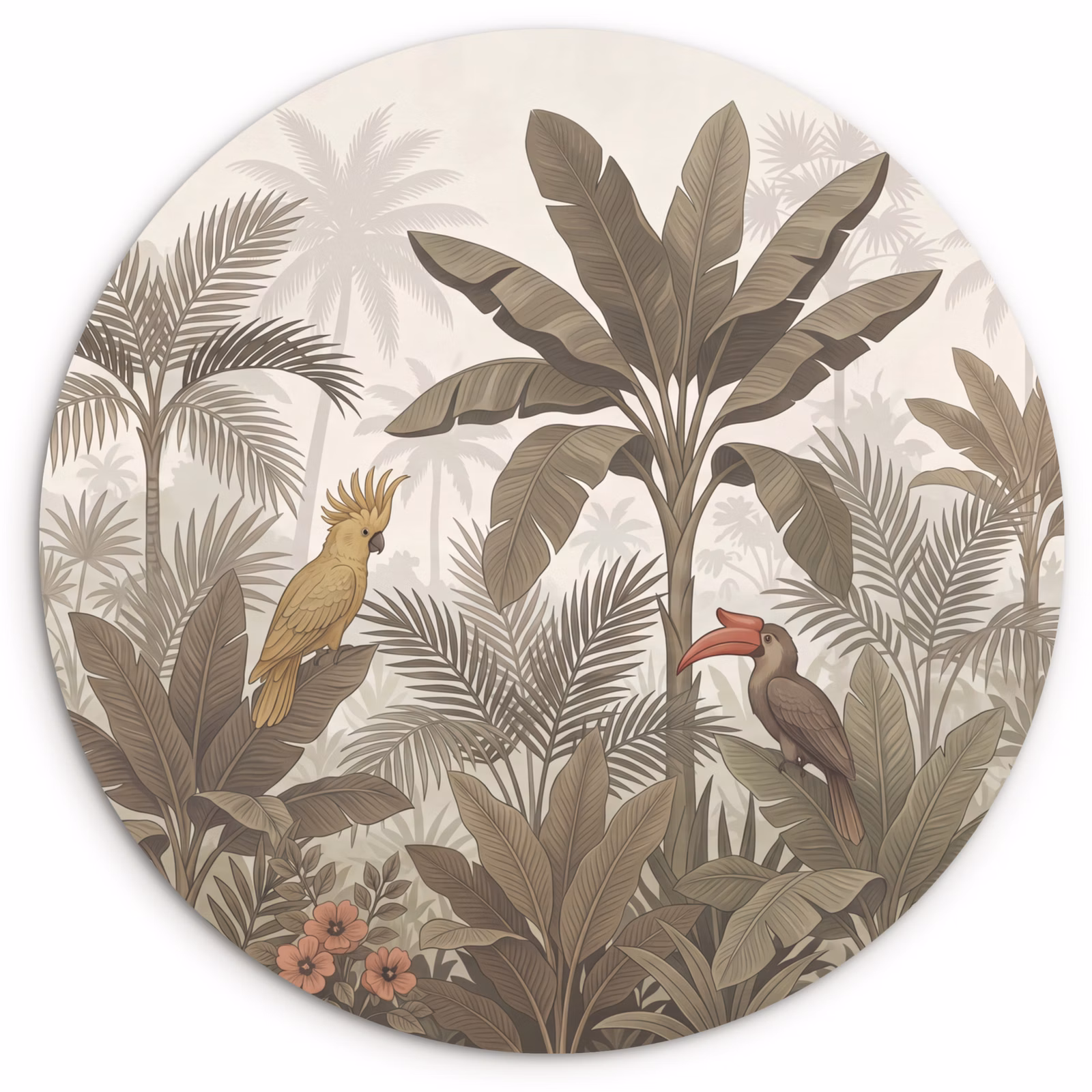 Muurcirkel - Vogel - Jungle - Tropisch - Illustratie - Groen — 1